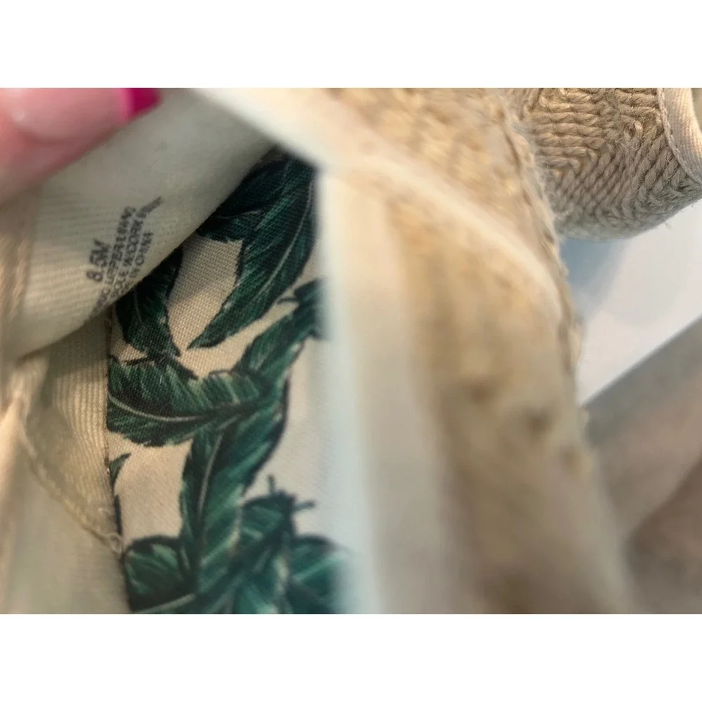 Gianni Bini Espadrille Flats Tan Ciao Bella‎ Woven Tropical Palm Leaf 8.5M